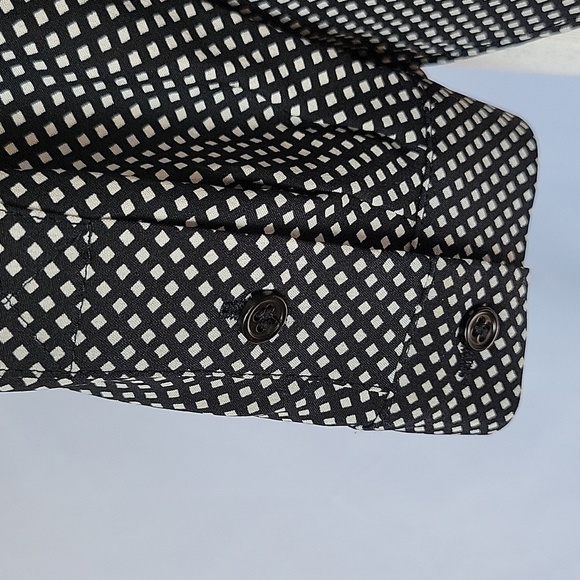 Joie Hanelli Diamond Print Silk Blouse Black & White Size Small - Picture 6 of 12